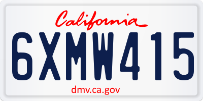 CA license plate 6XMW415