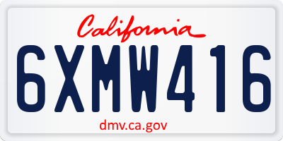 CA license plate 6XMW416