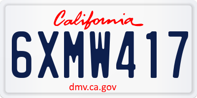 CA license plate 6XMW417