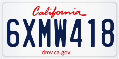 CA license plate 6XMW418