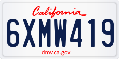 CA license plate 6XMW419