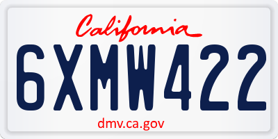 CA license plate 6XMW422
