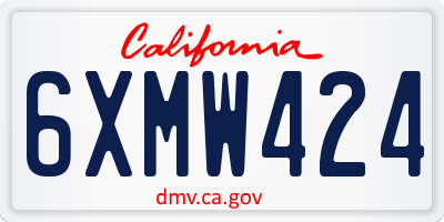 CA license plate 6XMW424