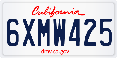 CA license plate 6XMW425