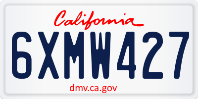 CA license plate 6XMW427
