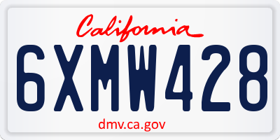 CA license plate 6XMW428