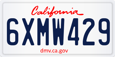 CA license plate 6XMW429
