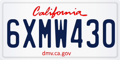 CA license plate 6XMW430