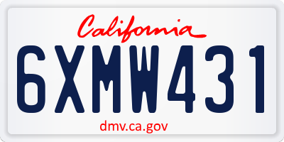 CA license plate 6XMW431