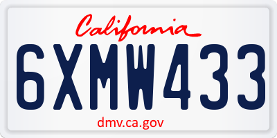 CA license plate 6XMW433