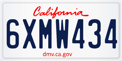 CA license plate 6XMW434
