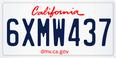 CA license plate 6XMW437