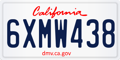 CA license plate 6XMW438