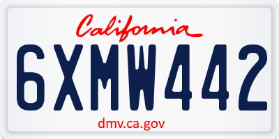CA license plate 6XMW442