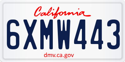 CA license plate 6XMW443