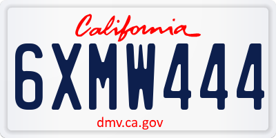 CA license plate 6XMW444