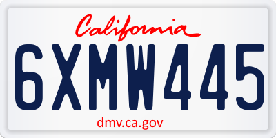 CA license plate 6XMW445