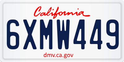 CA license plate 6XMW449