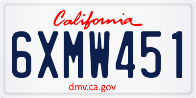CA license plate 6XMW451