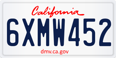 CA license plate 6XMW452