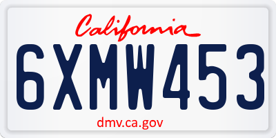 CA license plate 6XMW453