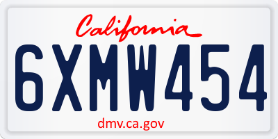 CA license plate 6XMW454
