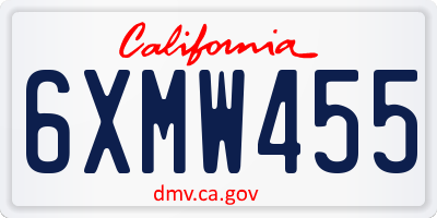 CA license plate 6XMW455