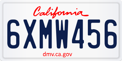 CA license plate 6XMW456