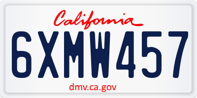 CA license plate 6XMW457