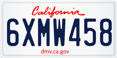 CA license plate 6XMW458