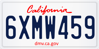 CA license plate 6XMW459
