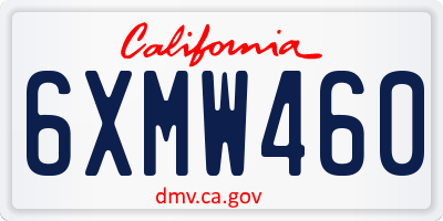 CA license plate 6XMW460