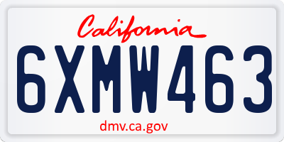 CA license plate 6XMW463