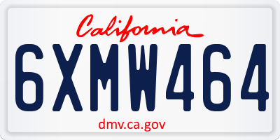 CA license plate 6XMW464