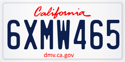 CA license plate 6XMW465
