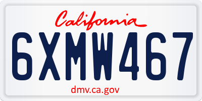 CA license plate 6XMW467