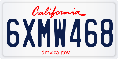 CA license plate 6XMW468