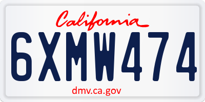 CA license plate 6XMW474
