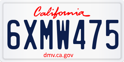 CA license plate 6XMW475