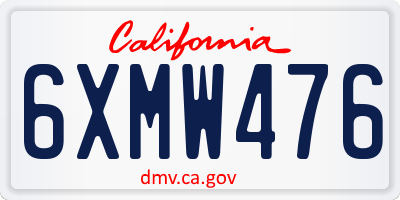 CA license plate 6XMW476