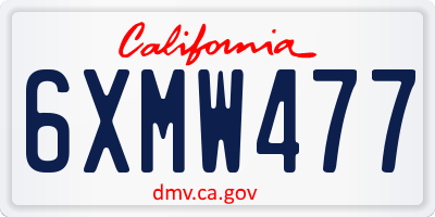 CA license plate 6XMW477