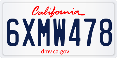CA license plate 6XMW478