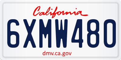 CA license plate 6XMW480