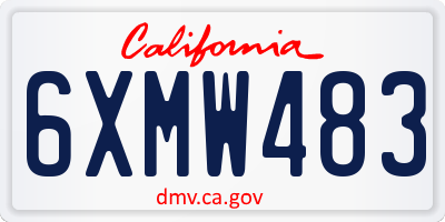 CA license plate 6XMW483