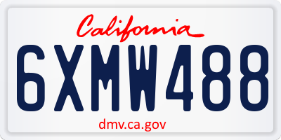 CA license plate 6XMW488