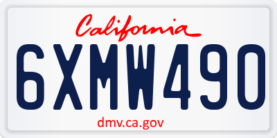 CA license plate 6XMW490