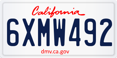 CA license plate 6XMW492
