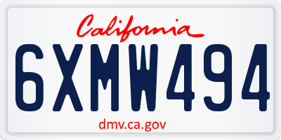 CA license plate 6XMW494