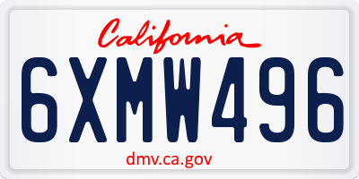 CA license plate 6XMW496