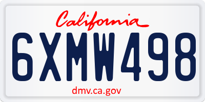 CA license plate 6XMW498